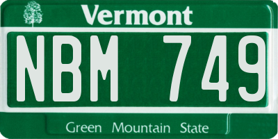 VT license plate NBM749