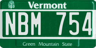 VT license plate NBM754