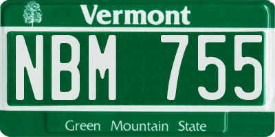 VT license plate NBM755