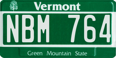 VT license plate NBM764