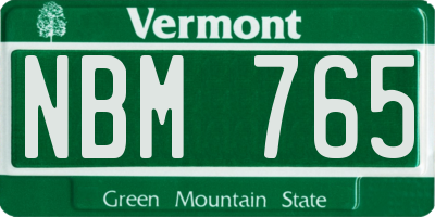 VT license plate NBM765