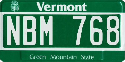 VT license plate NBM768