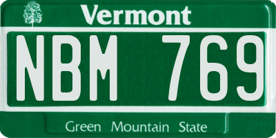 VT license plate NBM769