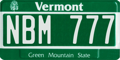 VT license plate NBM777