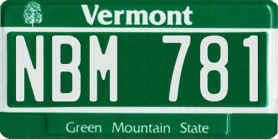 VT license plate NBM781