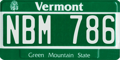VT license plate NBM786