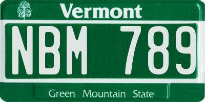 VT license plate NBM789