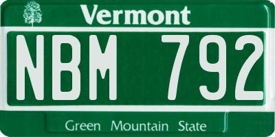 VT license plate NBM792