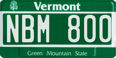 VT license plate NBM800