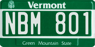 VT license plate NBM801