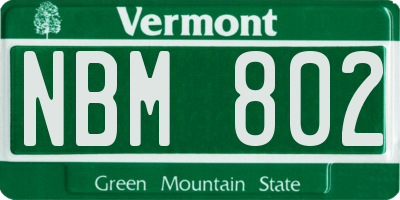 VT license plate NBM802