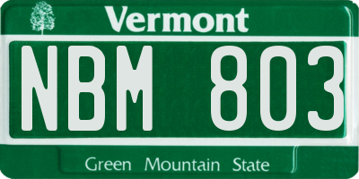VT license plate NBM803