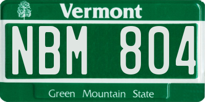 VT license plate NBM804