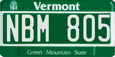 VT license plate NBM805