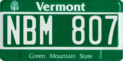 VT license plate NBM807