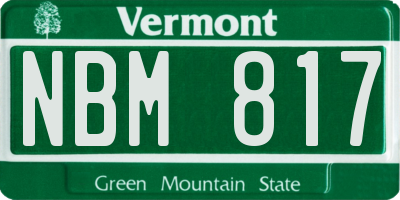 VT license plate NBM817