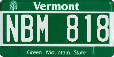 VT license plate NBM818
