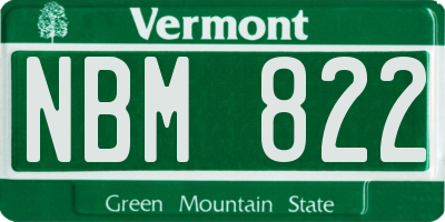VT license plate NBM822