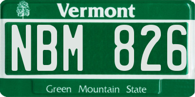 VT license plate NBM826