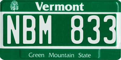VT license plate NBM833