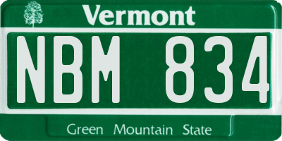 VT license plate NBM834