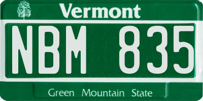 VT license plate NBM835