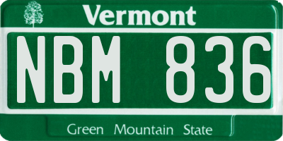 VT license plate NBM836