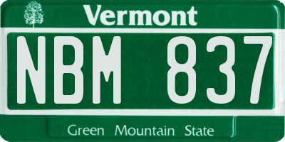 VT license plate NBM837