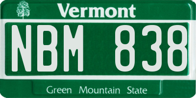 VT license plate NBM838