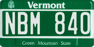 VT license plate NBM840