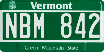 VT license plate NBM842