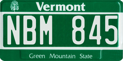 VT license plate NBM845