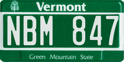 VT license plate NBM847