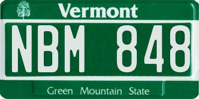 VT license plate NBM848