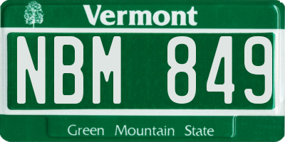 VT license plate NBM849