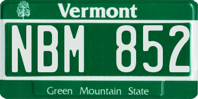 VT license plate NBM852