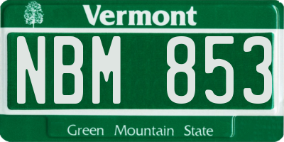 VT license plate NBM853