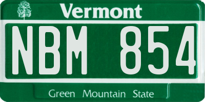 VT license plate NBM854