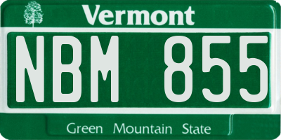 VT license plate NBM855