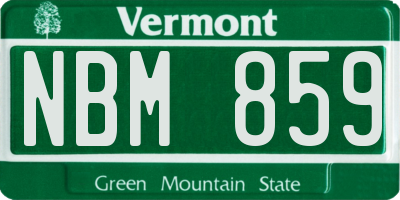 VT license plate NBM859