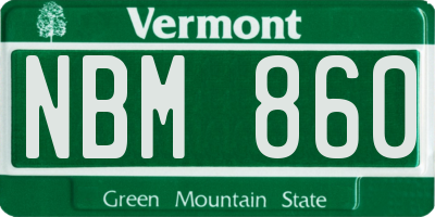 VT license plate NBM860