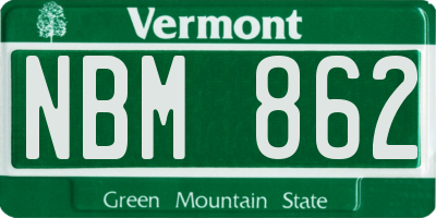 VT license plate NBM862