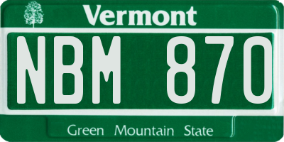 VT license plate NBM870
