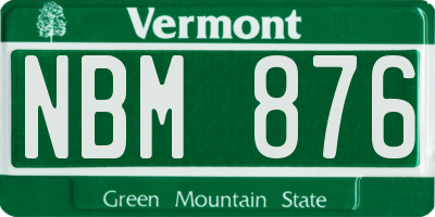 VT license plate NBM876