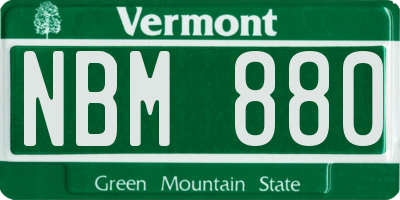 VT license plate NBM880