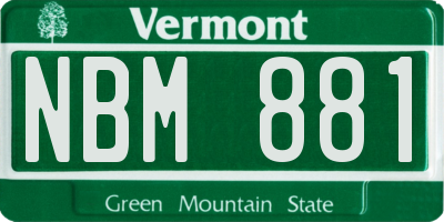 VT license plate NBM881