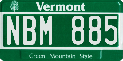 VT license plate NBM885
