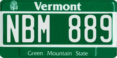 VT license plate NBM889
