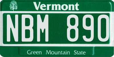 VT license plate NBM890