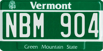 VT license plate NBM904